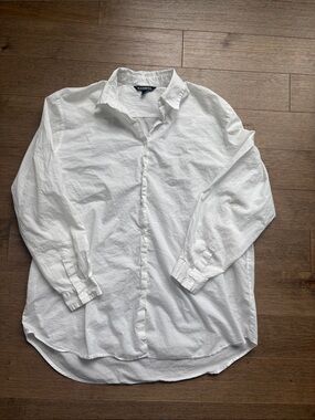 Express White Long Sleeve Casual Button-Down Shirt